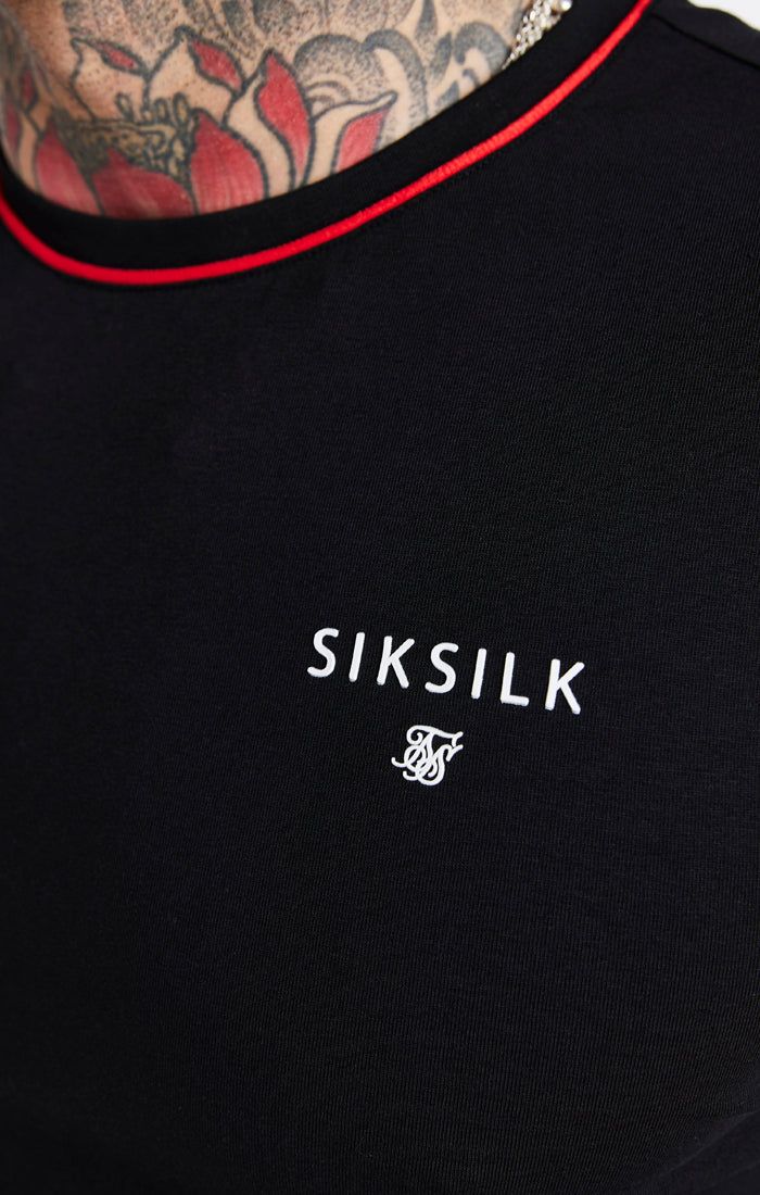 Black Embroidered Muscle Fit T-Shirt sold by Siksilk product image thumbnail 3