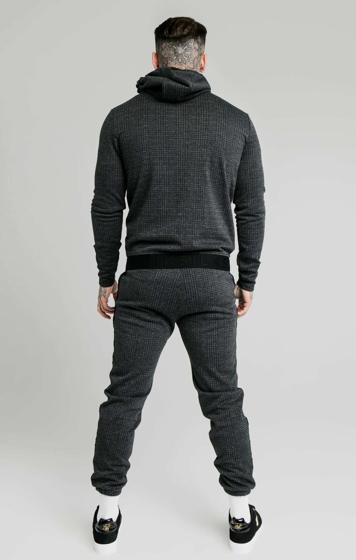 SikSilk Tonal Check Cuffed Pant – Grey sold by Siksilk product image thumbnail 5