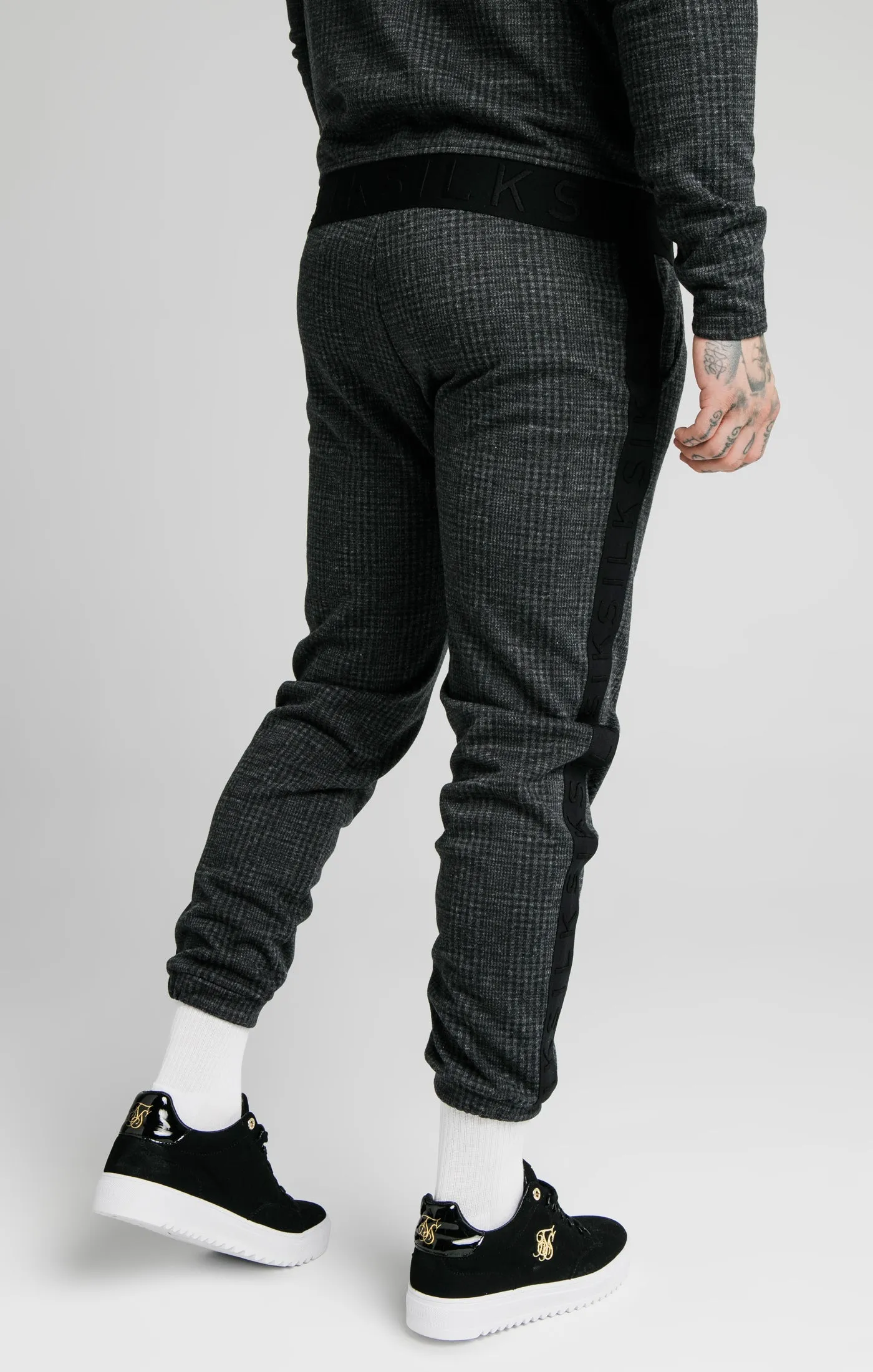 SikSilk Tonal Check Cuffed Pant – Grey sold by Siksilk product image thumbnail 3
