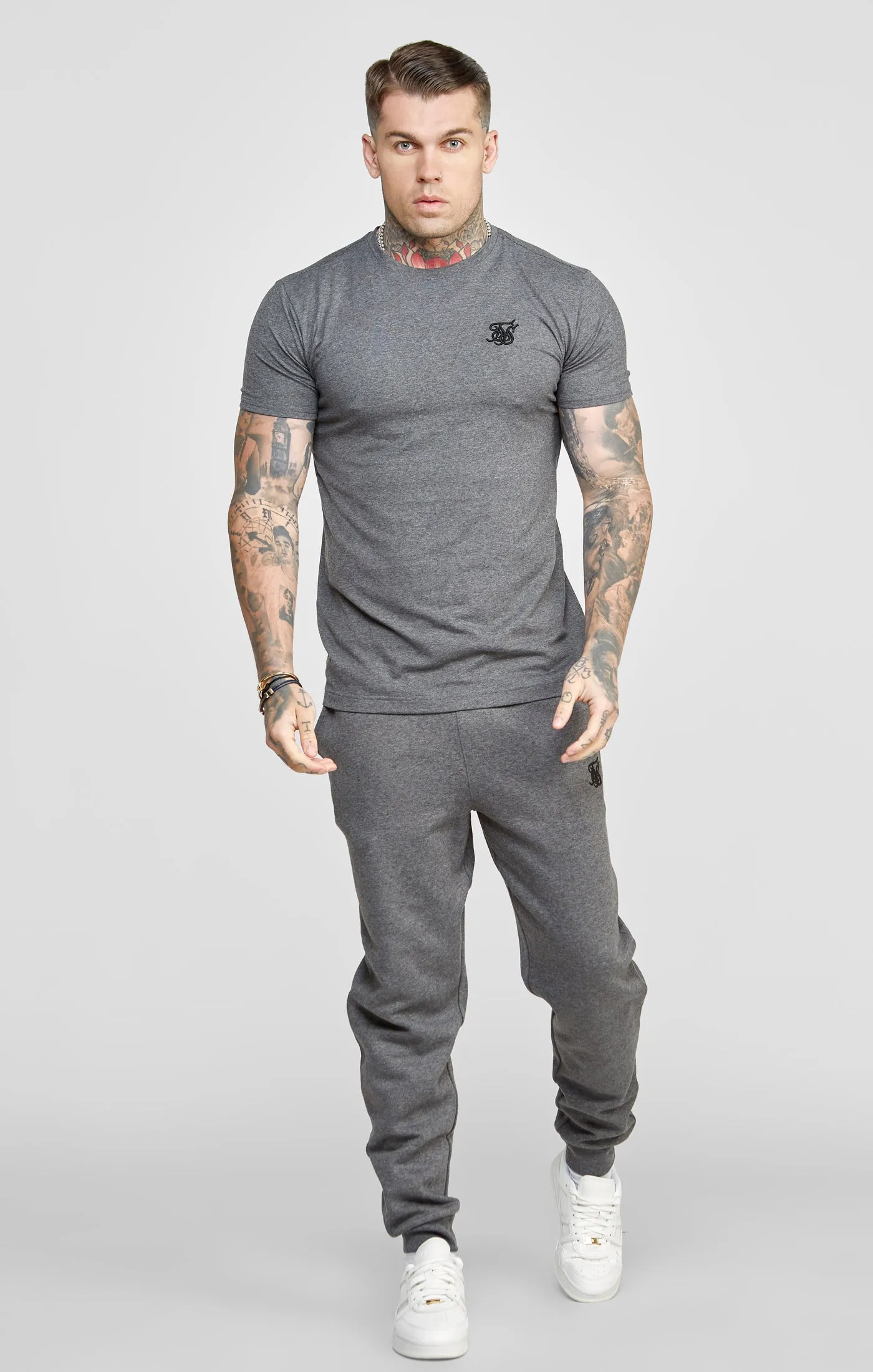 Grey Marl Essential Cuffed Jogger sold by Siksilk product image thumbnail 3