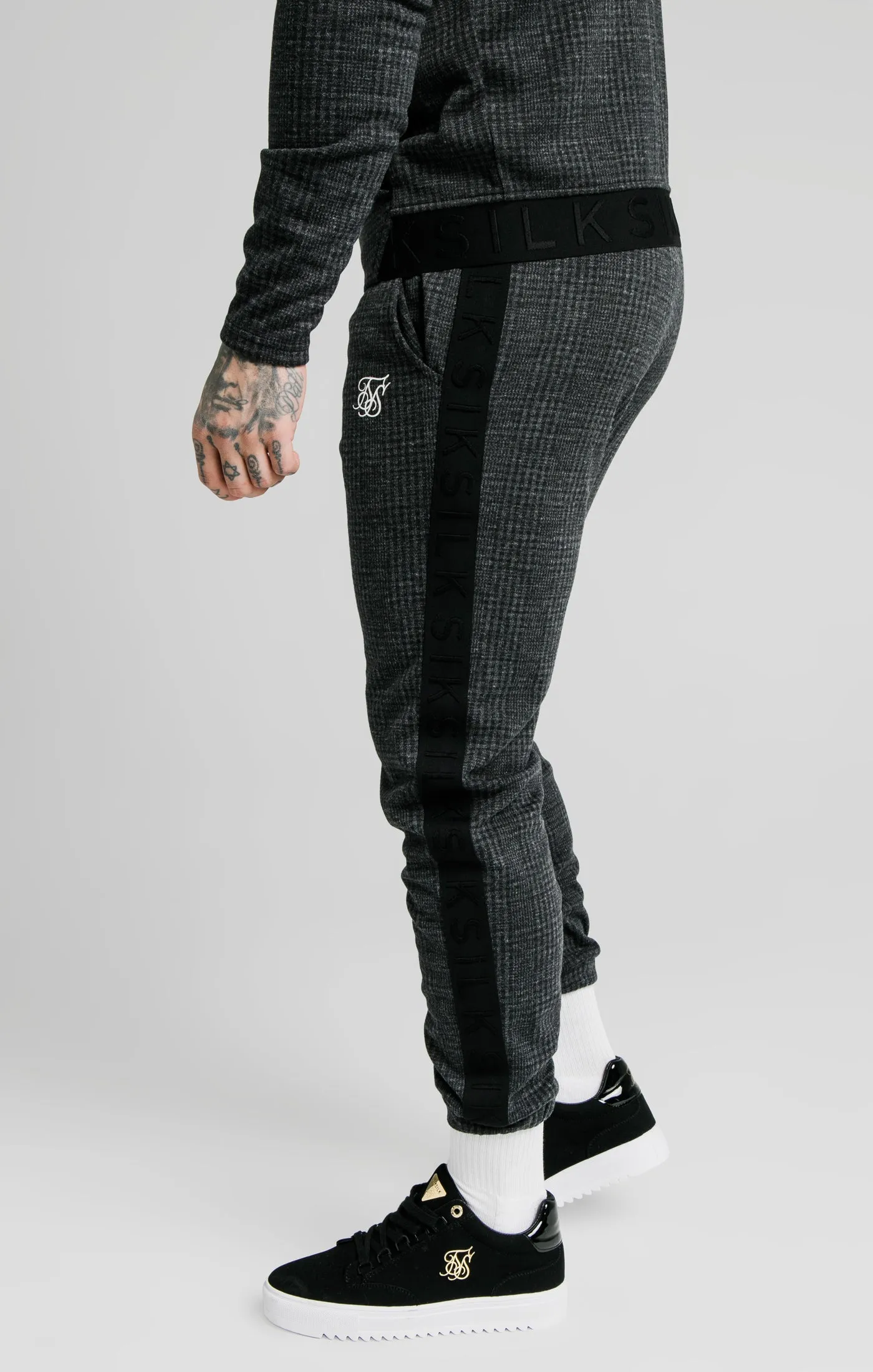 SikSilk Tonal Check Cuffed Pant – Grey sold by Siksilk product image thumbnail 4