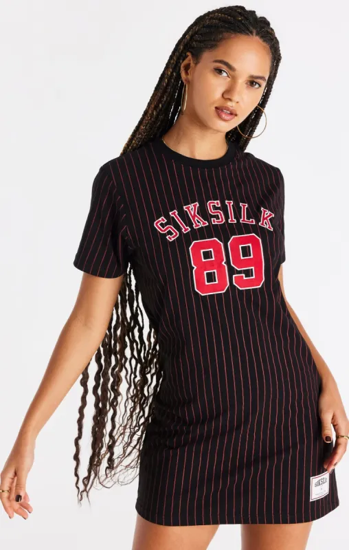 Black And Red Baseball T-Shirt Dress sold by Siksilk