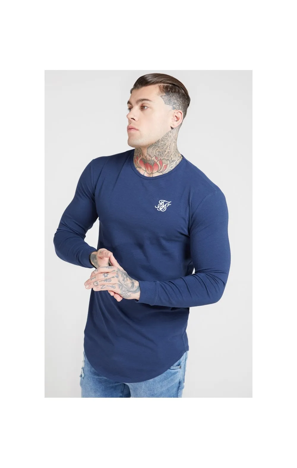 SikSilk L/S Core Gym Tee – Navy sold by Siksilk