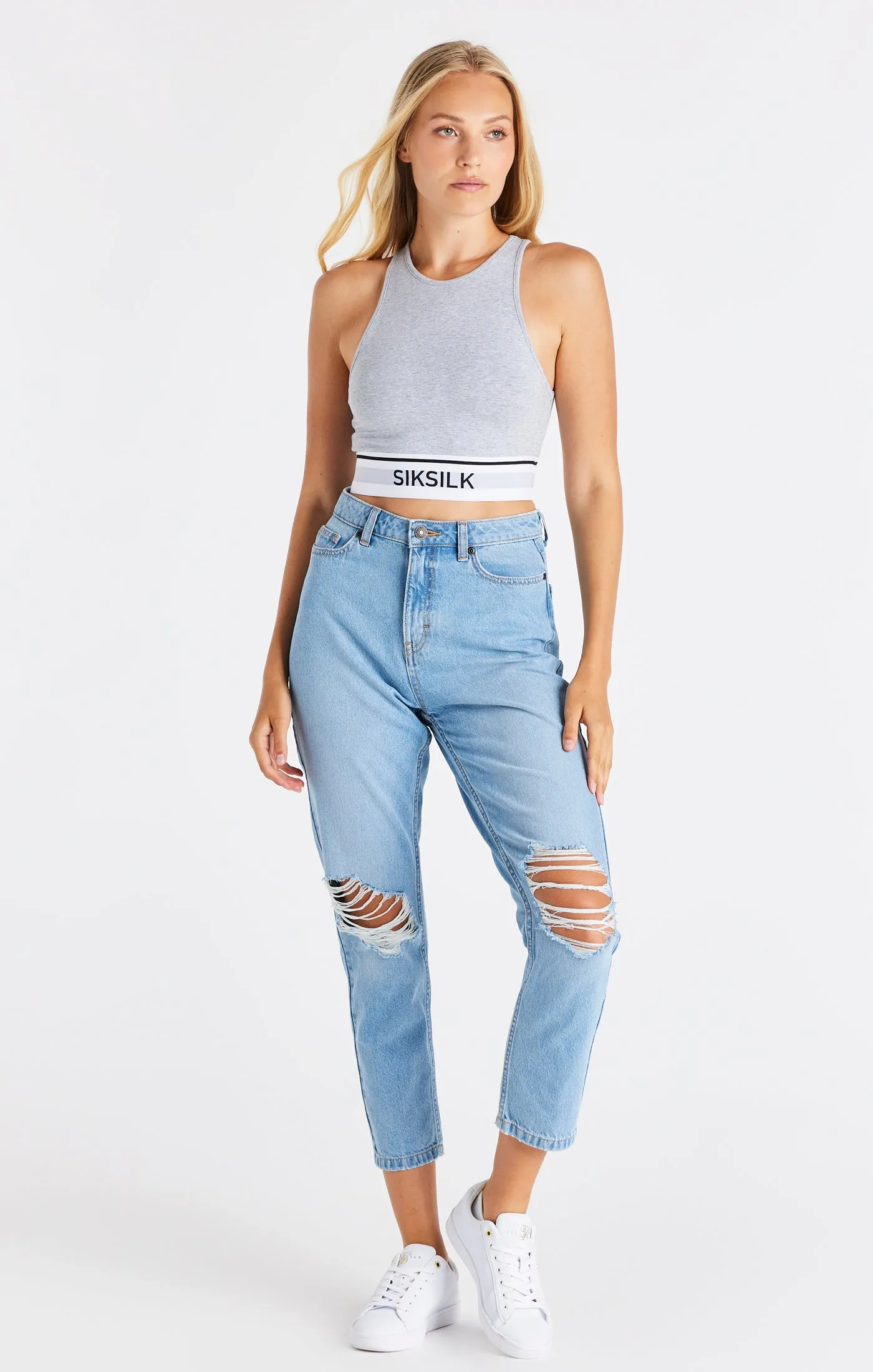 SikSilk Essential Racer Crop - Grey Marl sold by Siksilk product image thumbnail 3