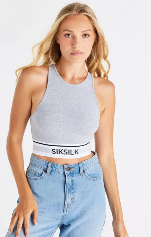 SikSilk Essential Racer Crop - Grey Marl sold by Siksilk