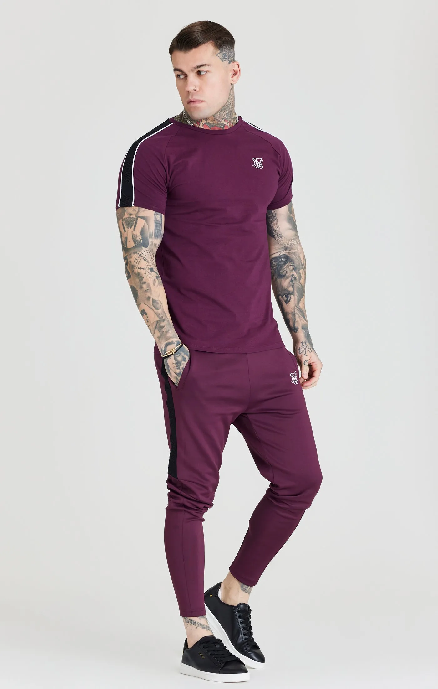 SikSilk Taped Square Hem Tee - Burgundy & Black sold by Siksilk product image thumbnail 4