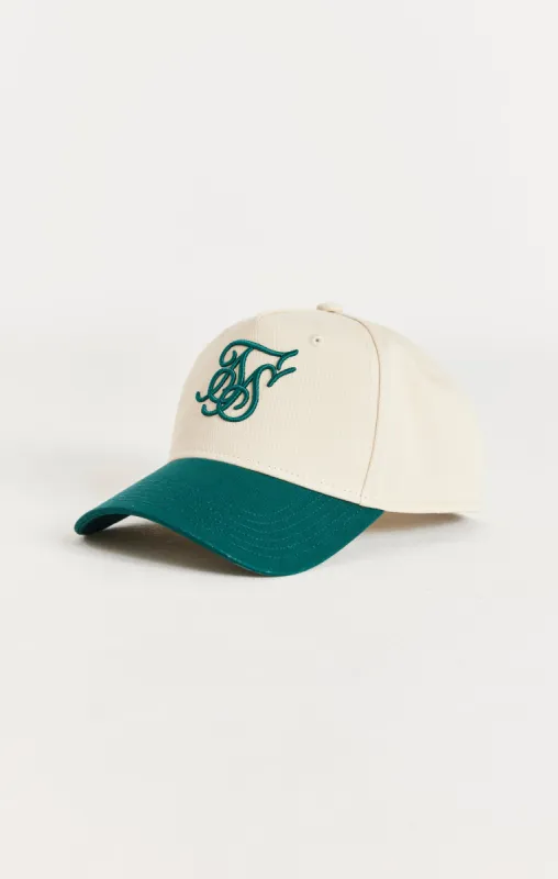 Ecru Embroidered Logo Cotton Trucker Cap sold by Siksilk