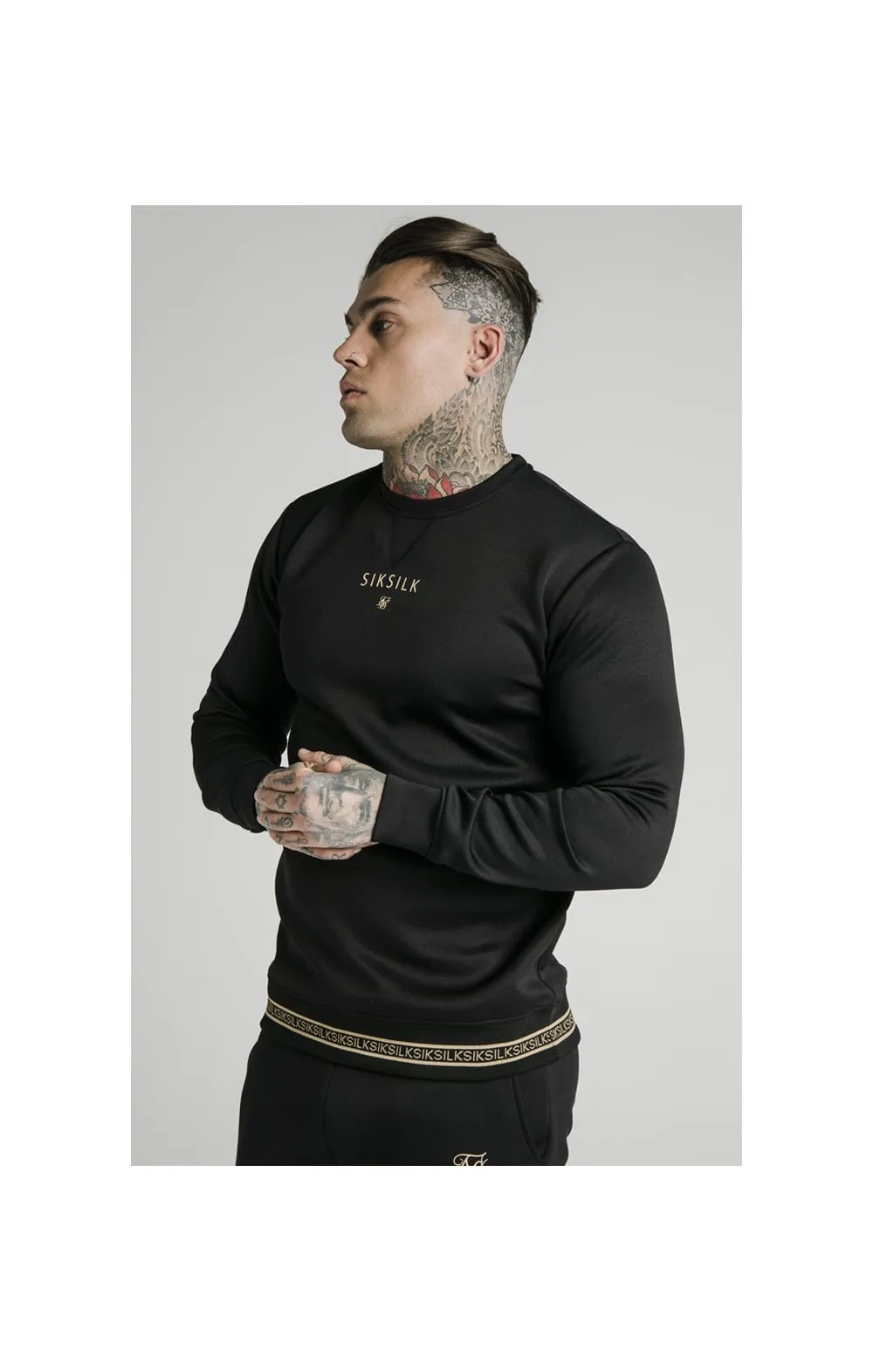 SikSilk Element Crew Sweat - Black & Gold sold by Siksilk