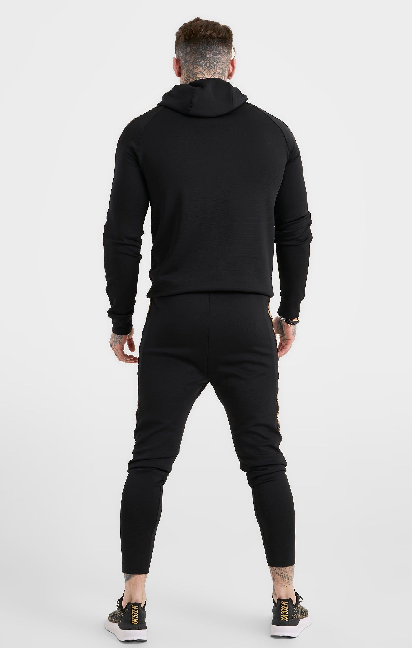 Black Sports Taped Muscle Fit Hoodie sold by Siksilk product image thumbnail 5