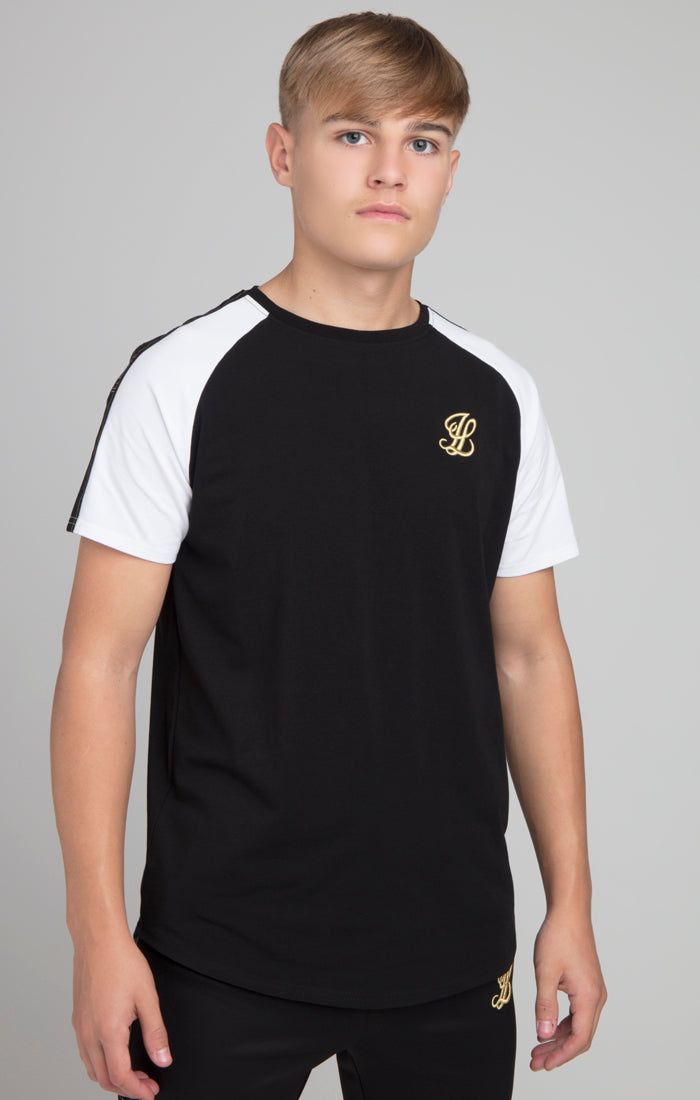 Boys Illusive Black Taped Raglan T-Shirt sold by Siksilk