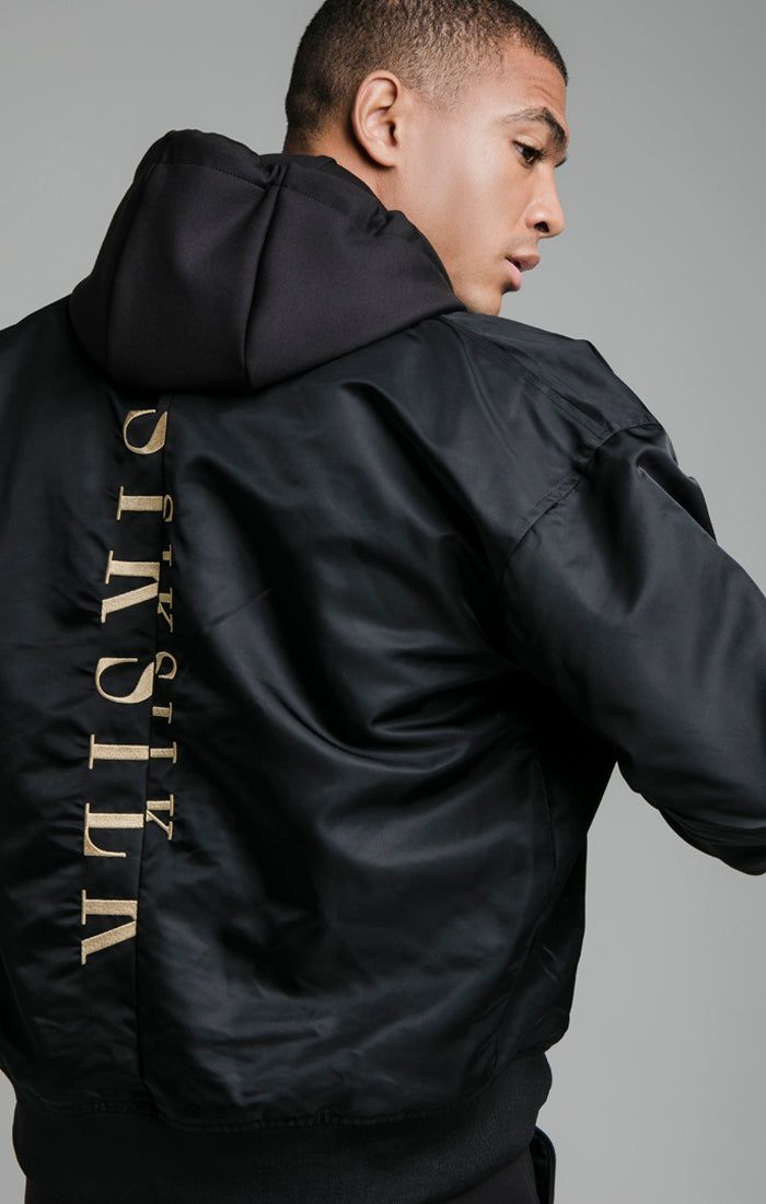 Black Bomber Jacket sold by Siksilk product image thumbnail 6