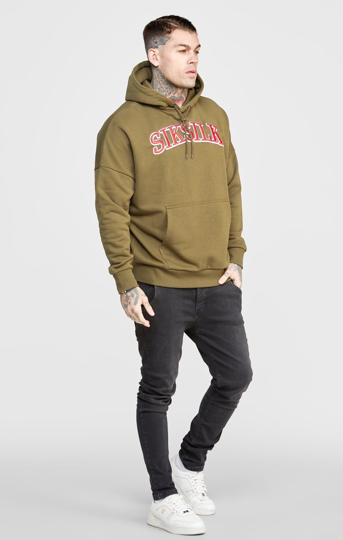 Khaki Logo Oversized Hoodie sold by Siksilk product image thumbnail 4