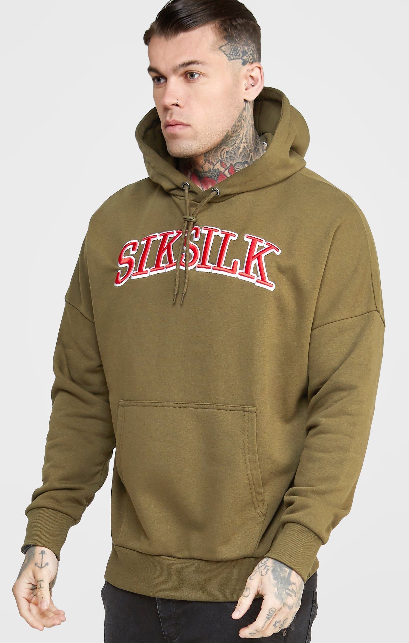 Khaki Logo Oversized Hoodie sold by Siksilk