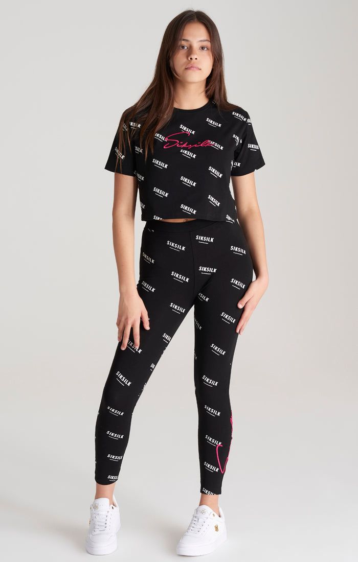 Girls Black Printed Legging sold by Siksilk product image thumbnail 4