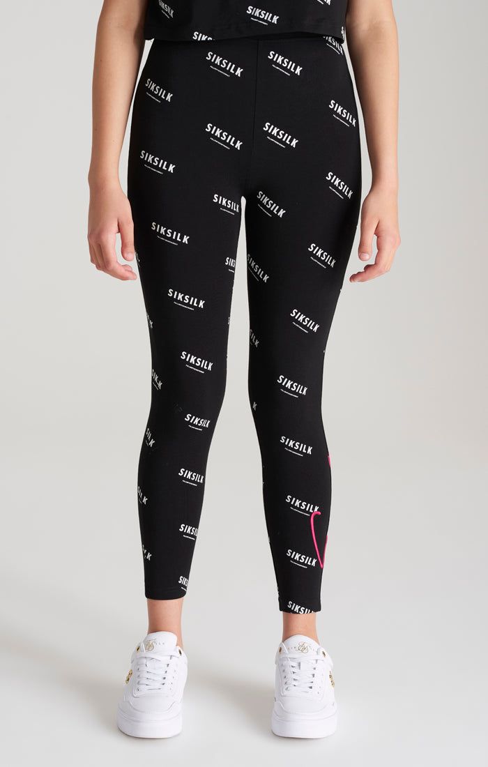Girls Black Printed Legging sold by Siksilk