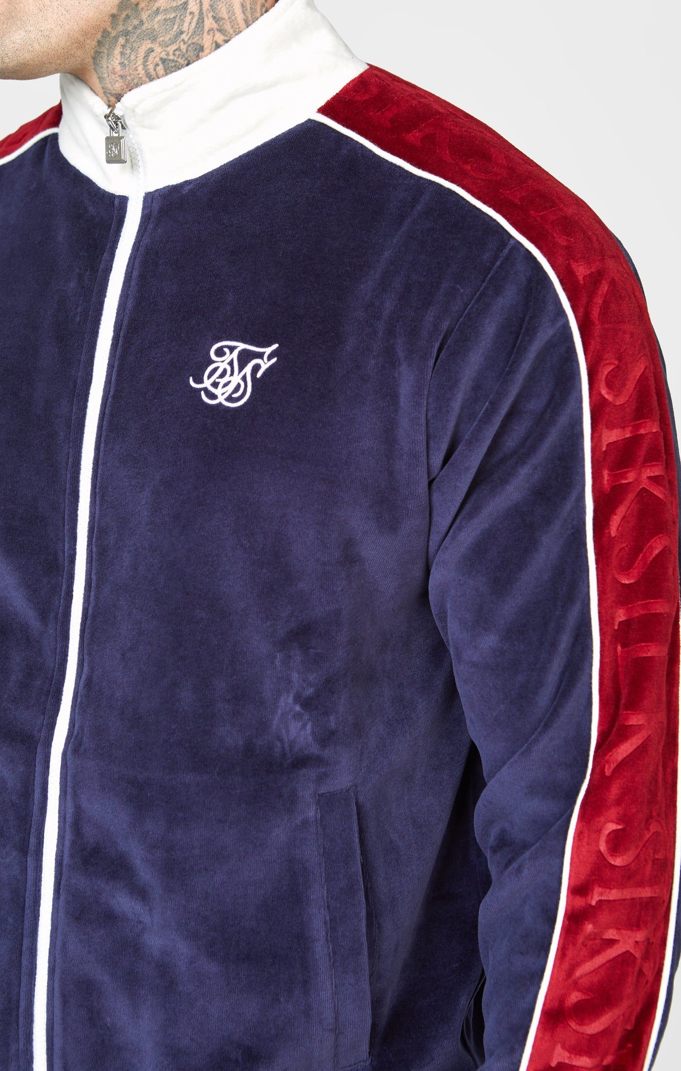 Navy Velour Track Jacket sold by Siksilk product image thumbnail 2