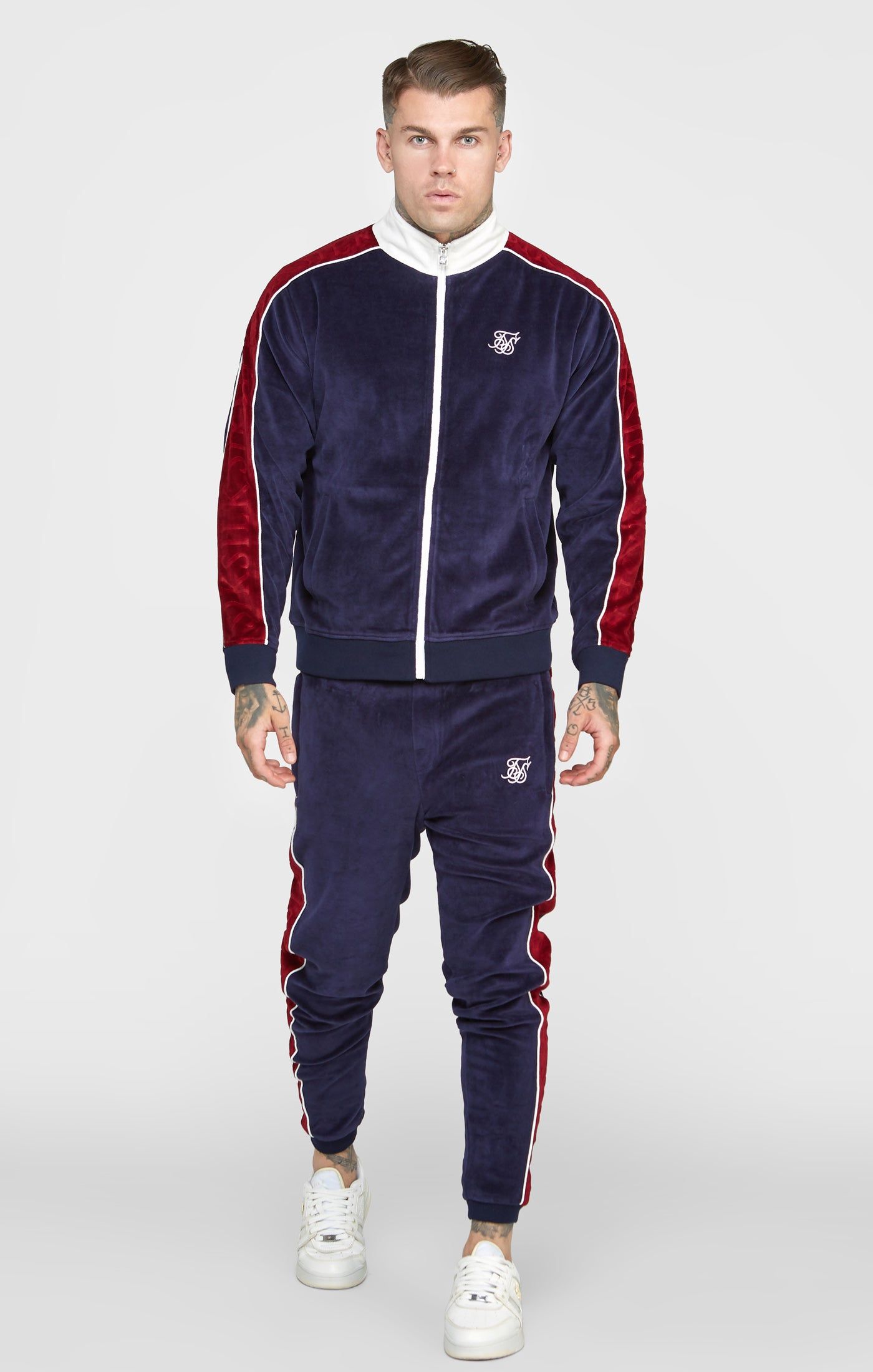 Navy Velour Track Jacket sold by Siksilk product image thumbnail 3