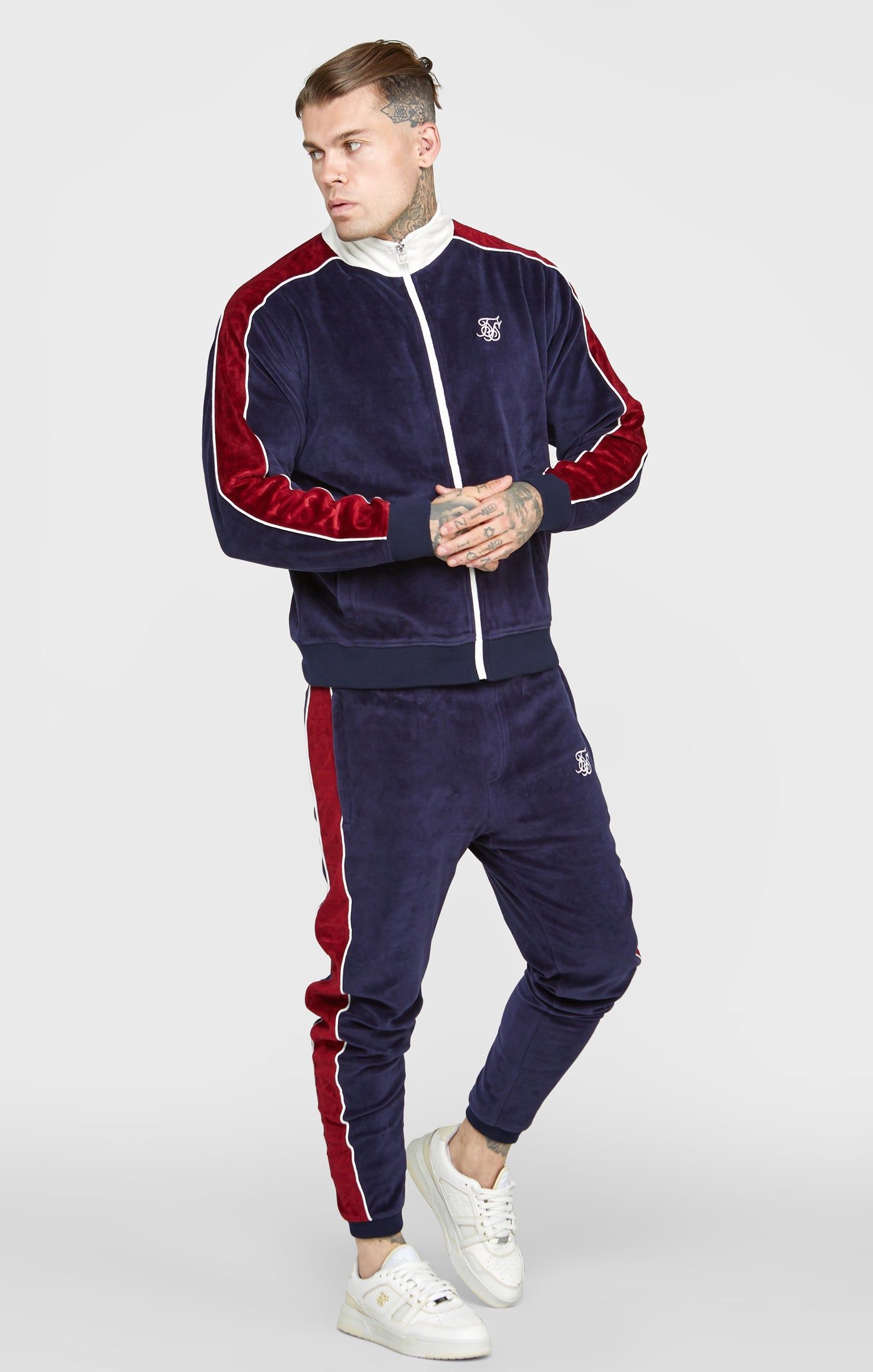 Navy Velour Track Jacket sold by Siksilk product image thumbnail 4