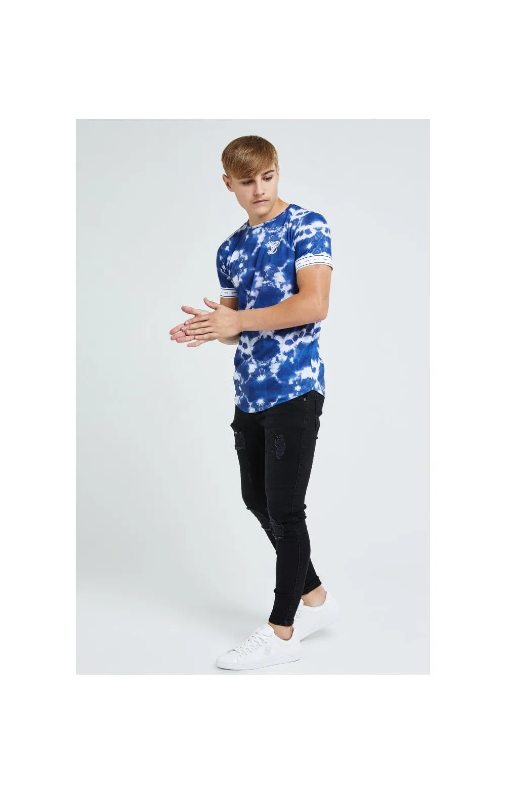 Illusive London Tie Dye Print Tech Tee - Blue & White sold by Siksilk product image thumbnail 4