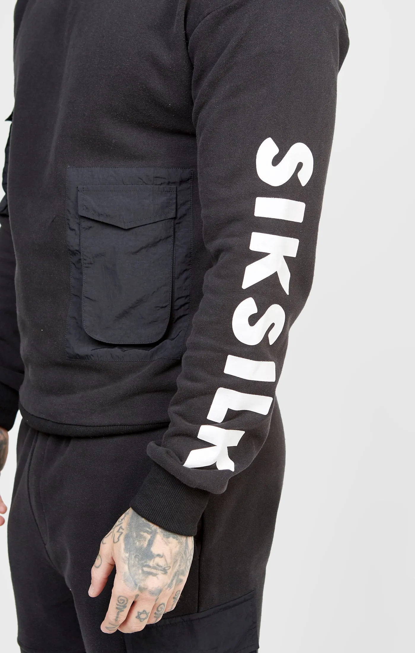 Black Contrast Pocket Oversized Hoodie sold by Siksilk product image thumbnail 2