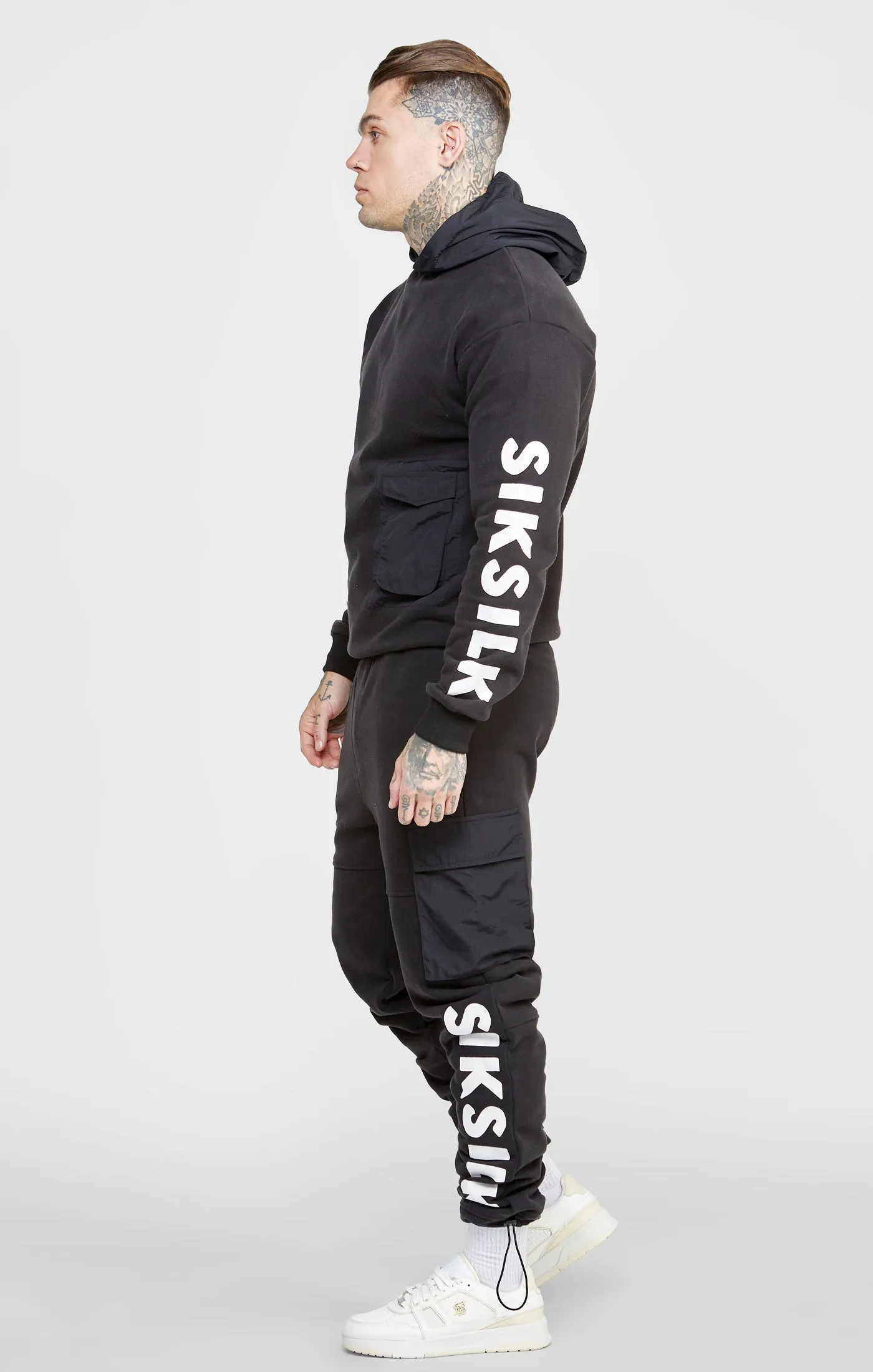 Black Contrast Pocket Oversized Hoodie sold by Siksilk product image thumbnail 4