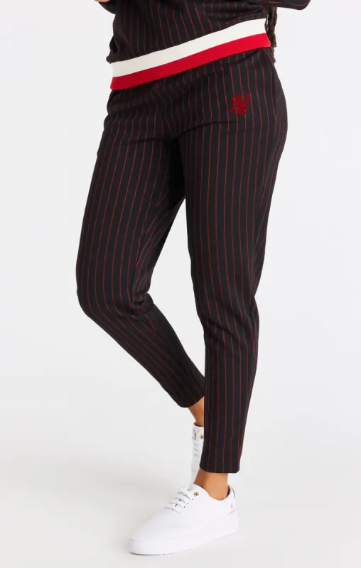 SikSilk Baseball Stripe Pants - Black & Red sold by Siksilk