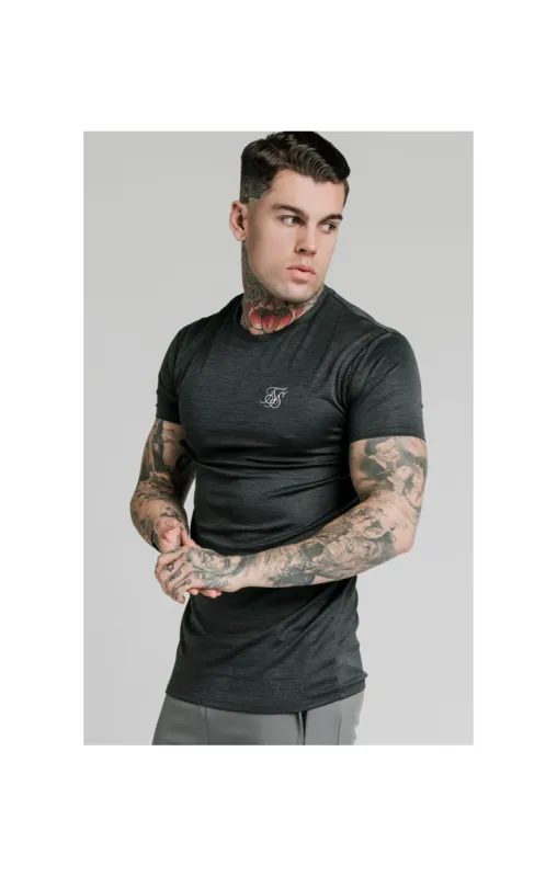 SikSilk Active Straight Hem Gym Tee - Charcoal Marl sold by Siksilk