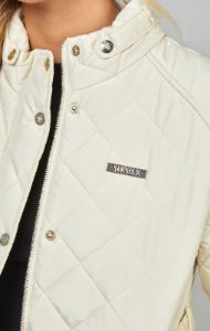 Cream Belted Quilted Jacket sold by Siksilk