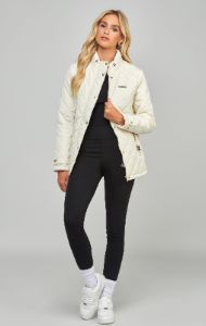 Cream Belted Quilted Jacket sold by Siksilk