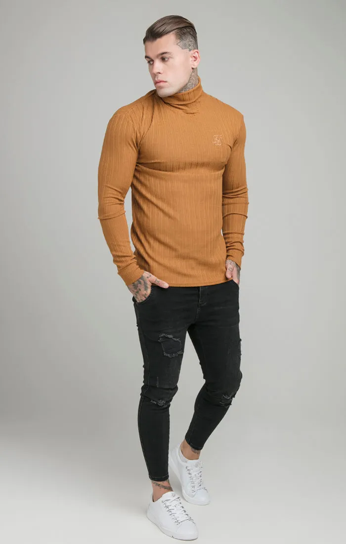 SikSilk L/S New Rib Knit Polo Neck - Tan sold by Siksilk product image thumbnail 4