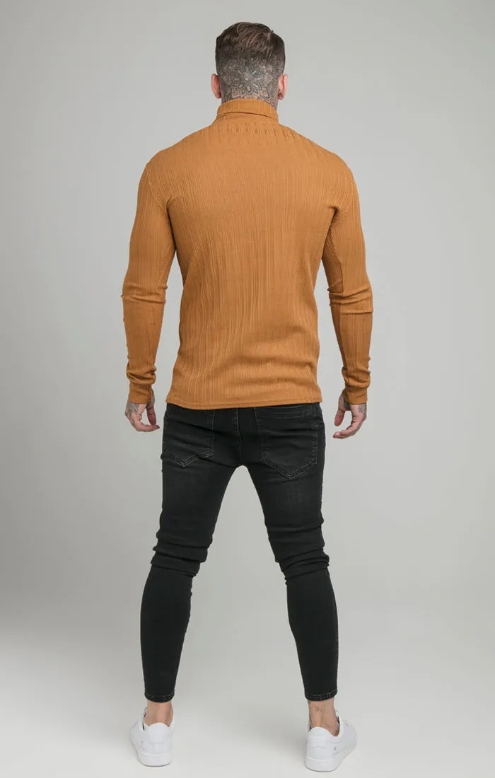 SikSilk L/S New Rib Knit Polo Neck - Tan sold by Siksilk product image thumbnail 5