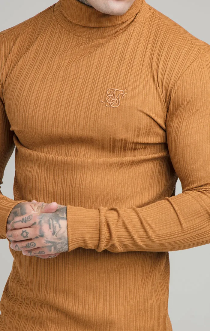 SikSilk L/S New Rib Knit Polo Neck - Tan sold by Siksilk product image thumbnail 2