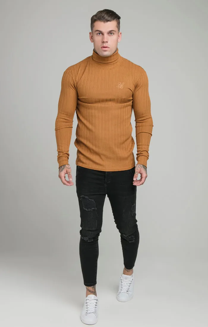 SikSilk L/S New Rib Knit Polo Neck - Tan sold by Siksilk product image thumbnail 3