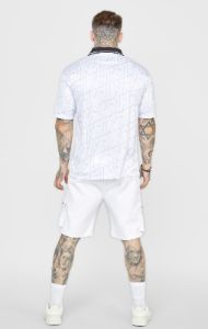 White Elasticated Denim Cargo Short sold by Siksilk