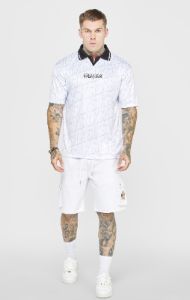 White Elasticated Denim Cargo Short sold by Siksilk