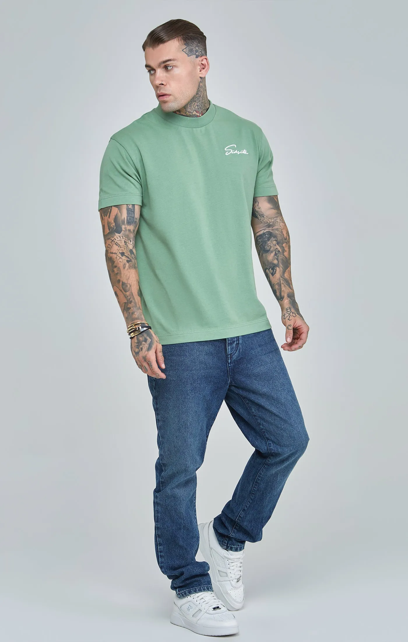 Green Script Print Oversized T-Shirt sold by Siksilk product image thumbnail 3