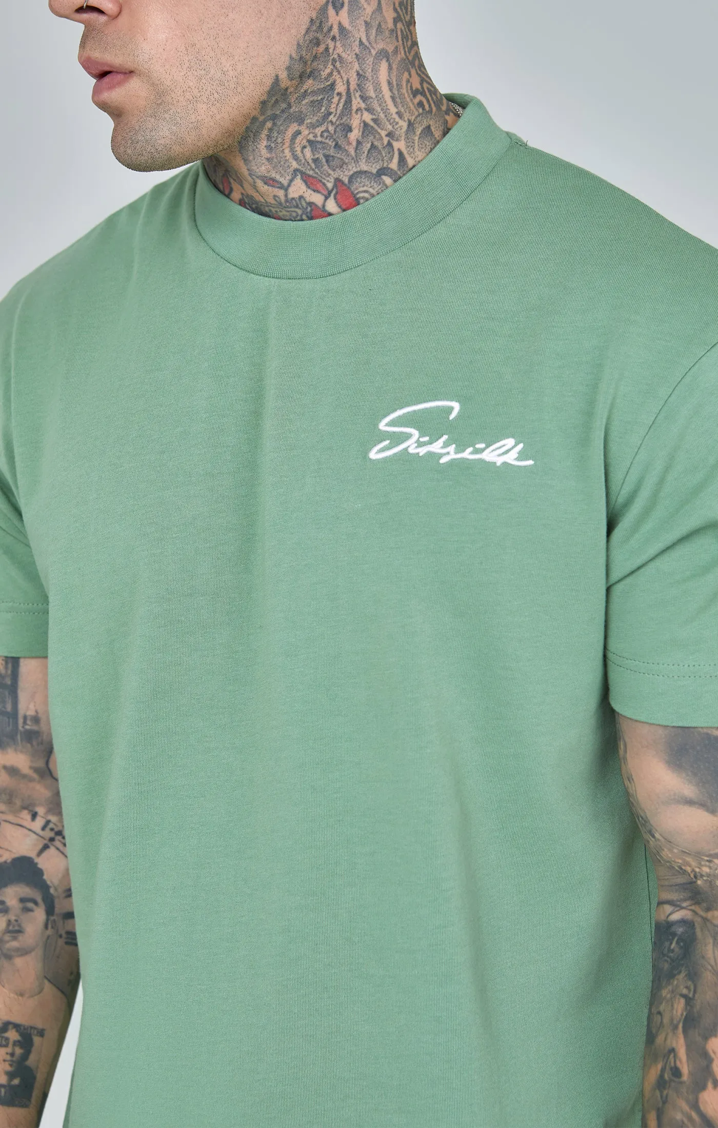 Green Script Print Oversized T-Shirt sold by Siksilk product image thumbnail 4