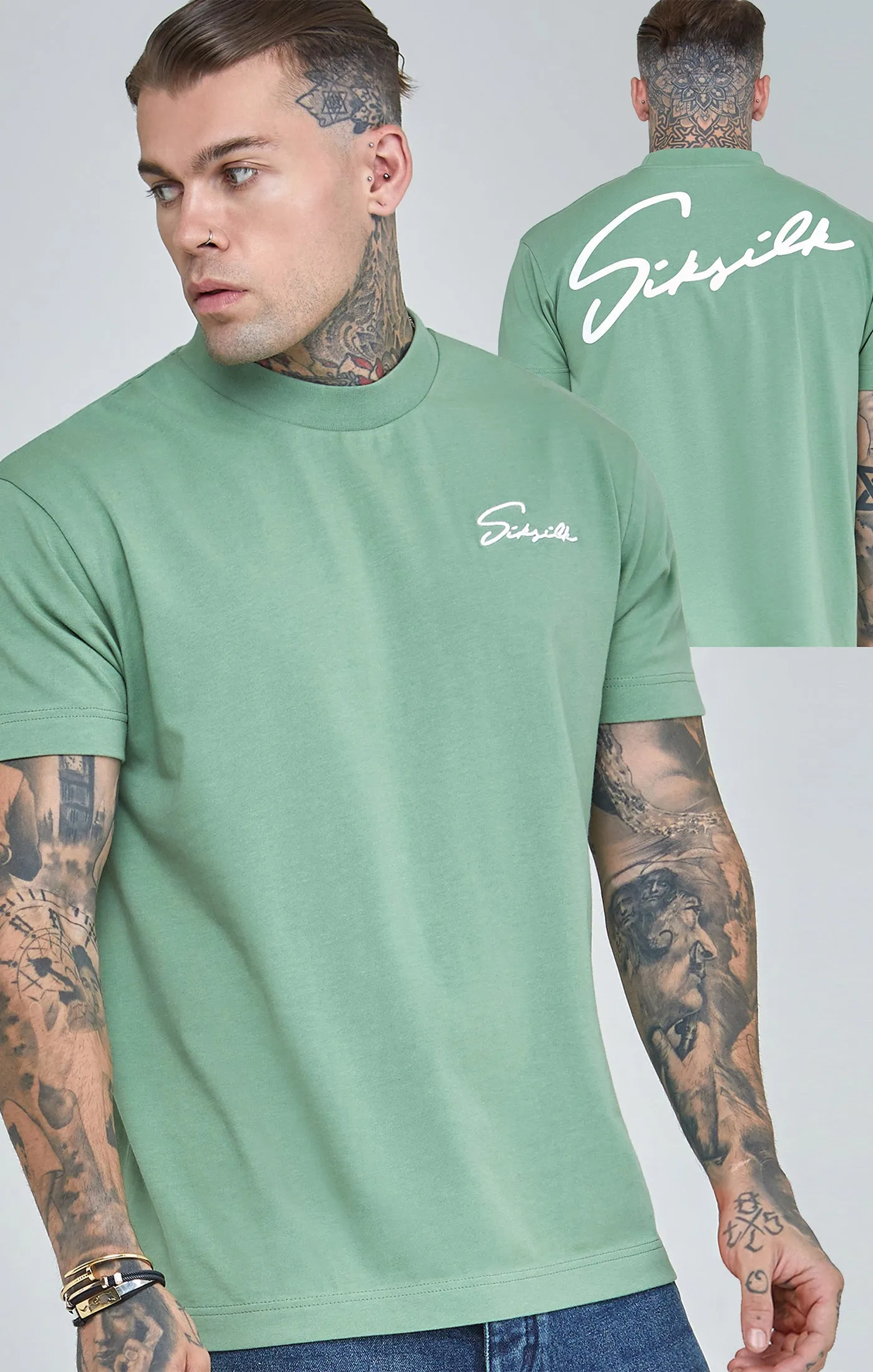 Green Script Print Oversized T-Shirt sold by Siksilk