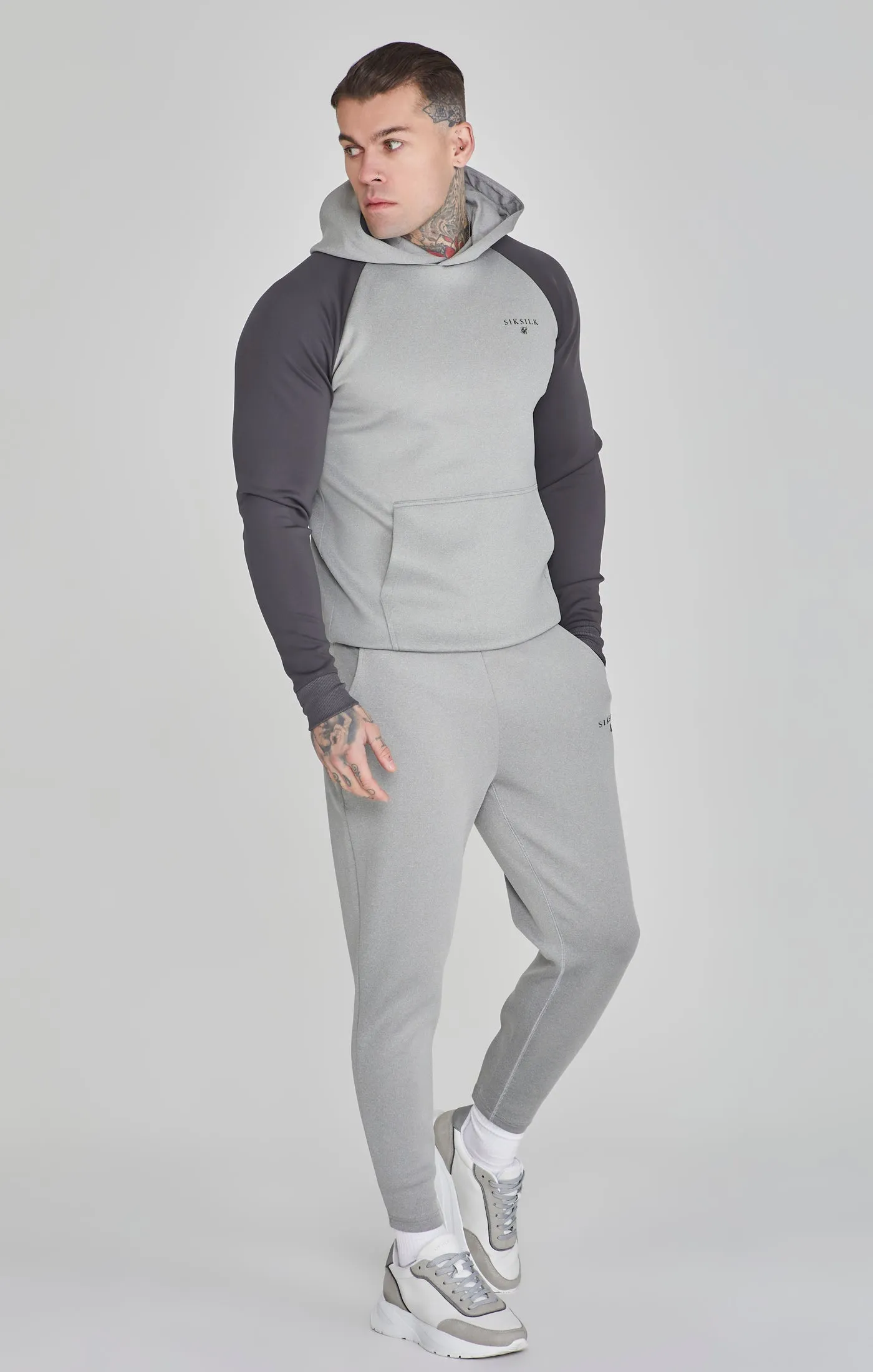 Grey Marl Muscle Fit Hoodie sold by Siksilk product image thumbnail 4