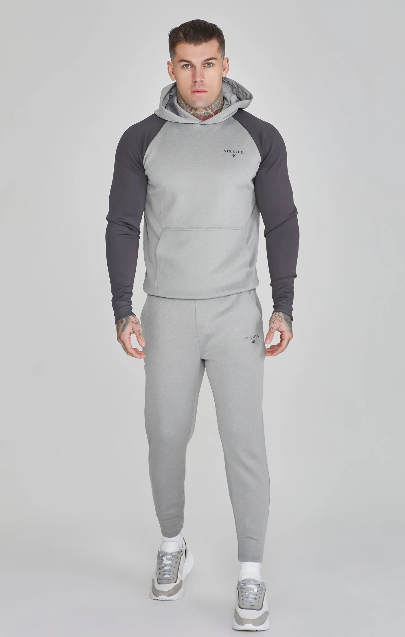 Grey Marl Muscle Fit Hoodie sold by Siksilk product image thumbnail 2