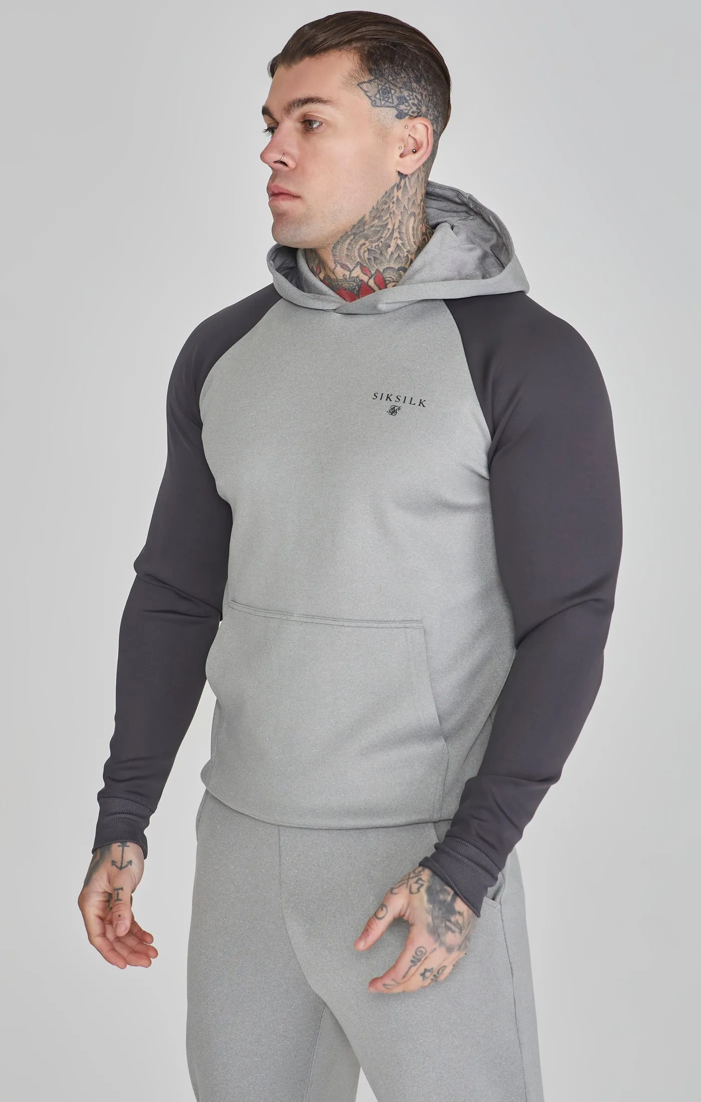 Grey Marl Muscle Fit Hoodie sold by Siksilk
