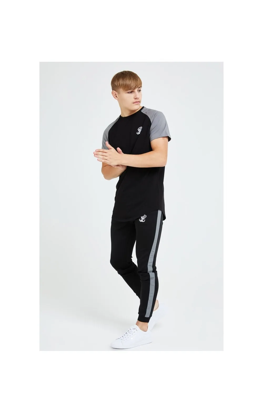 Illusive London Hybrid Raglan Tee - Black & Grey sold by Siksilk product image thumbnail 4