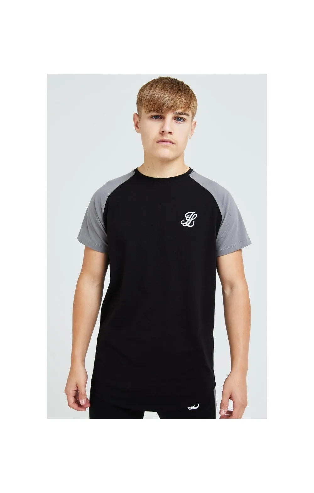 Illusive London Hybrid Raglan Tee - Black & Grey sold by Siksilk