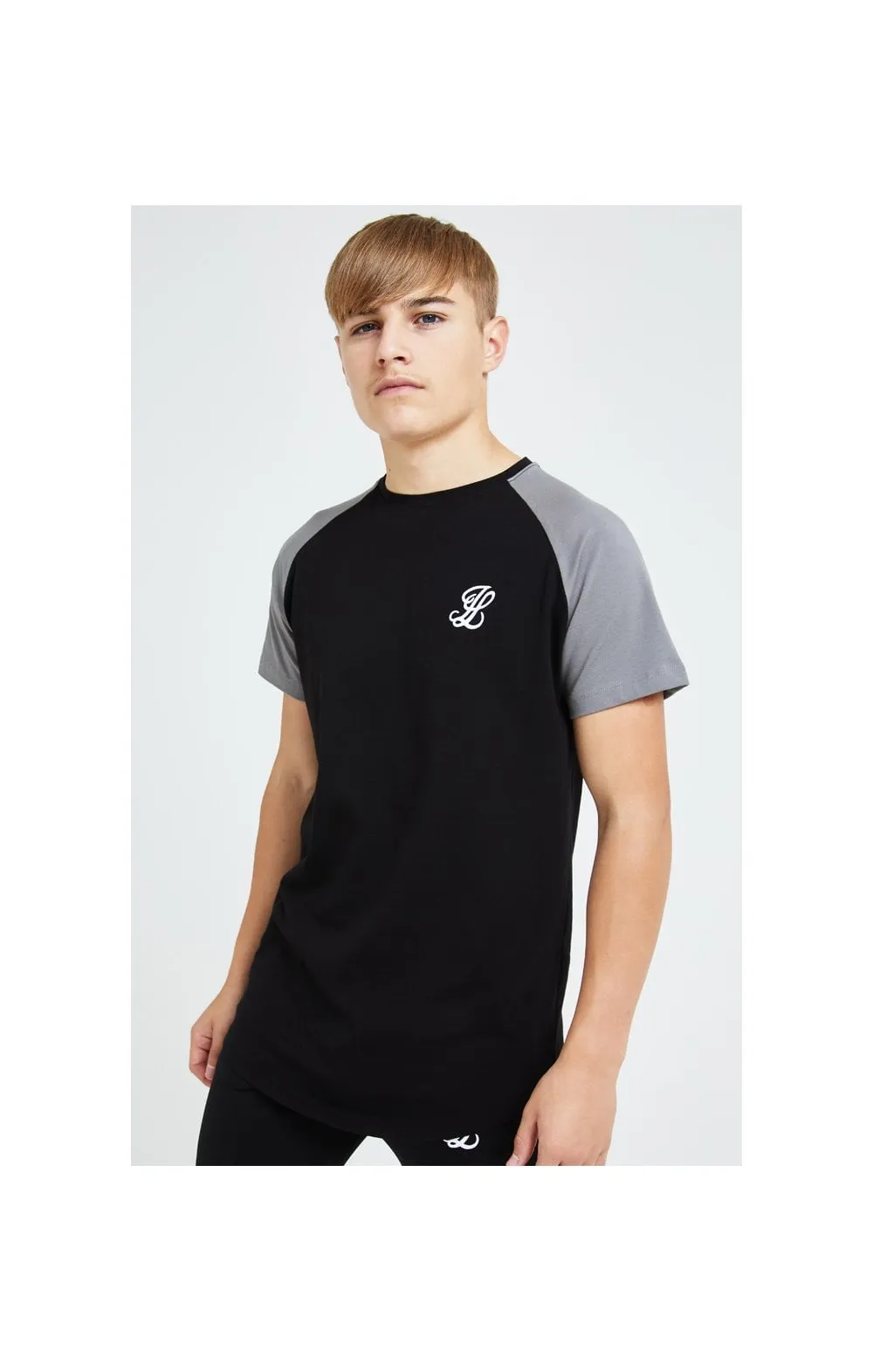 Illusive London Hybrid Raglan Tee - Black & Grey sold by Siksilk product image thumbnail 2