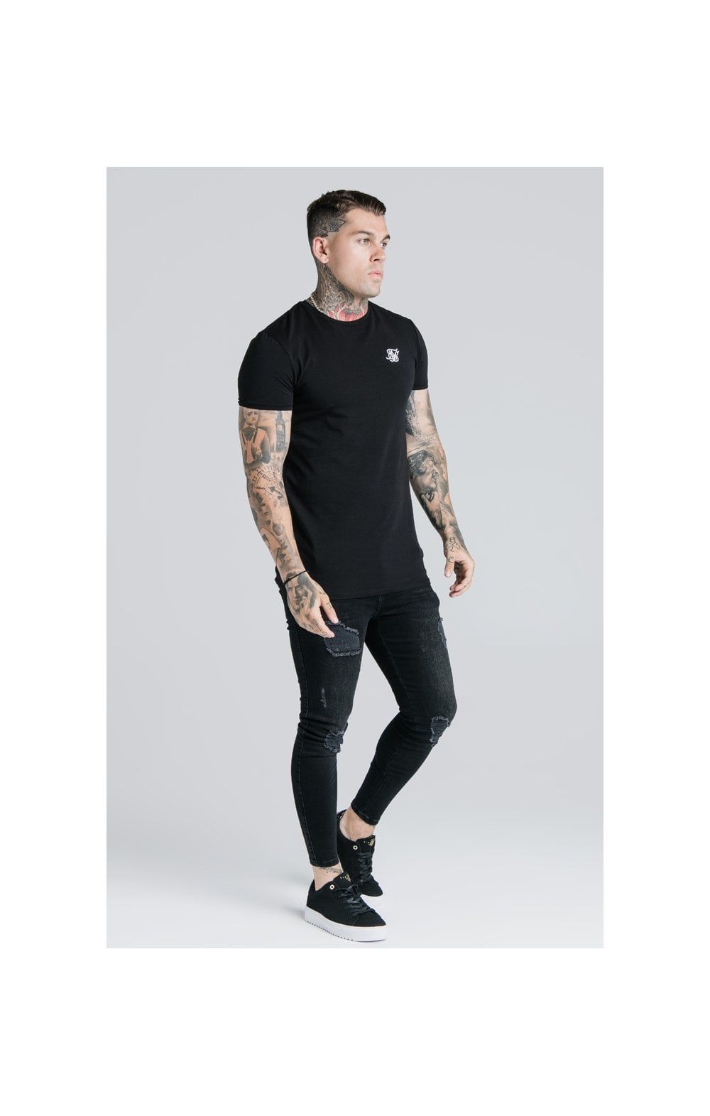 Black Essential Muscle Fit T-Shirt sold by Siksilk product image thumbnail 4
