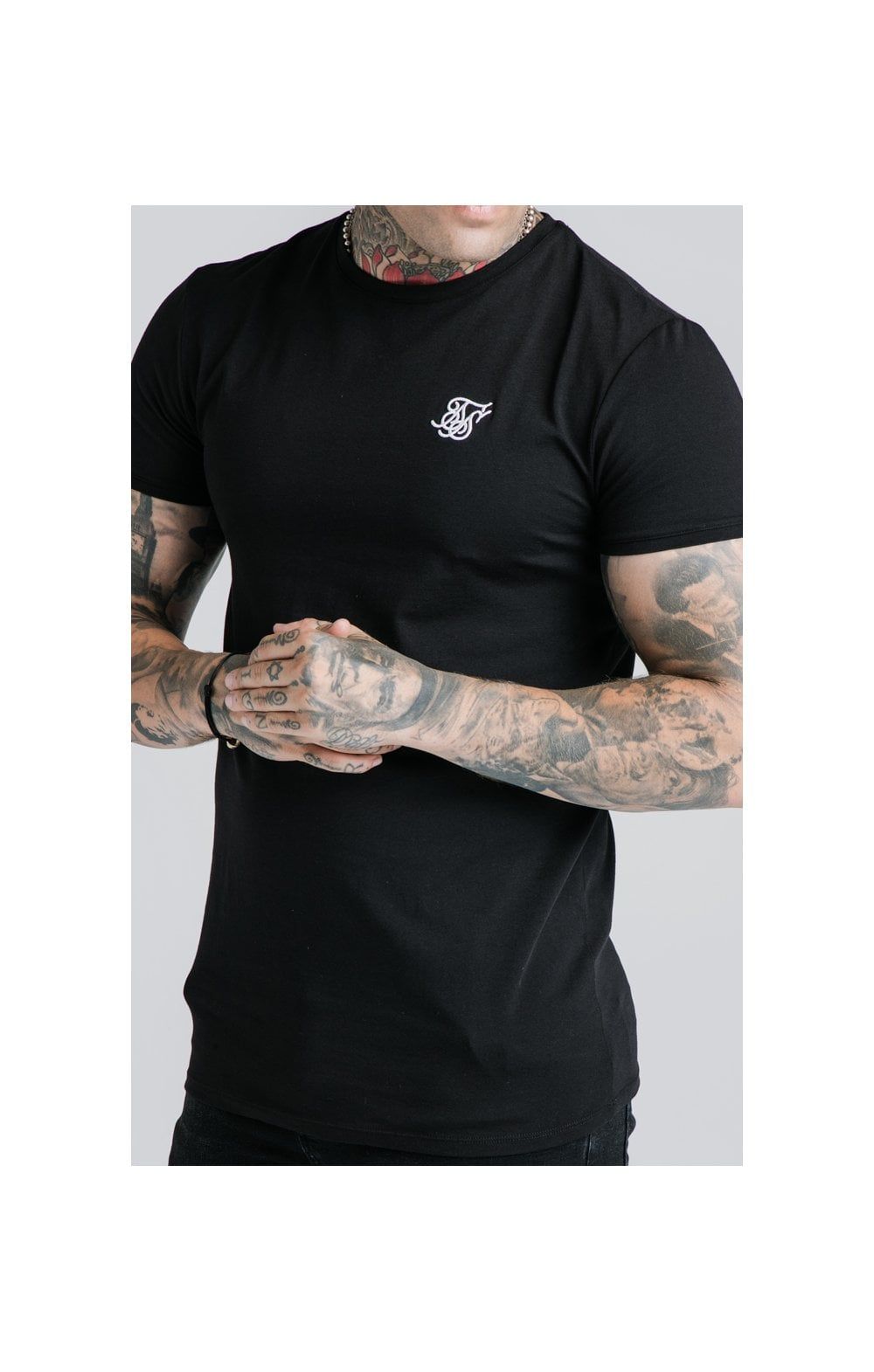 Black Essential Muscle Fit T-Shirt sold by Siksilk product image thumbnail 2