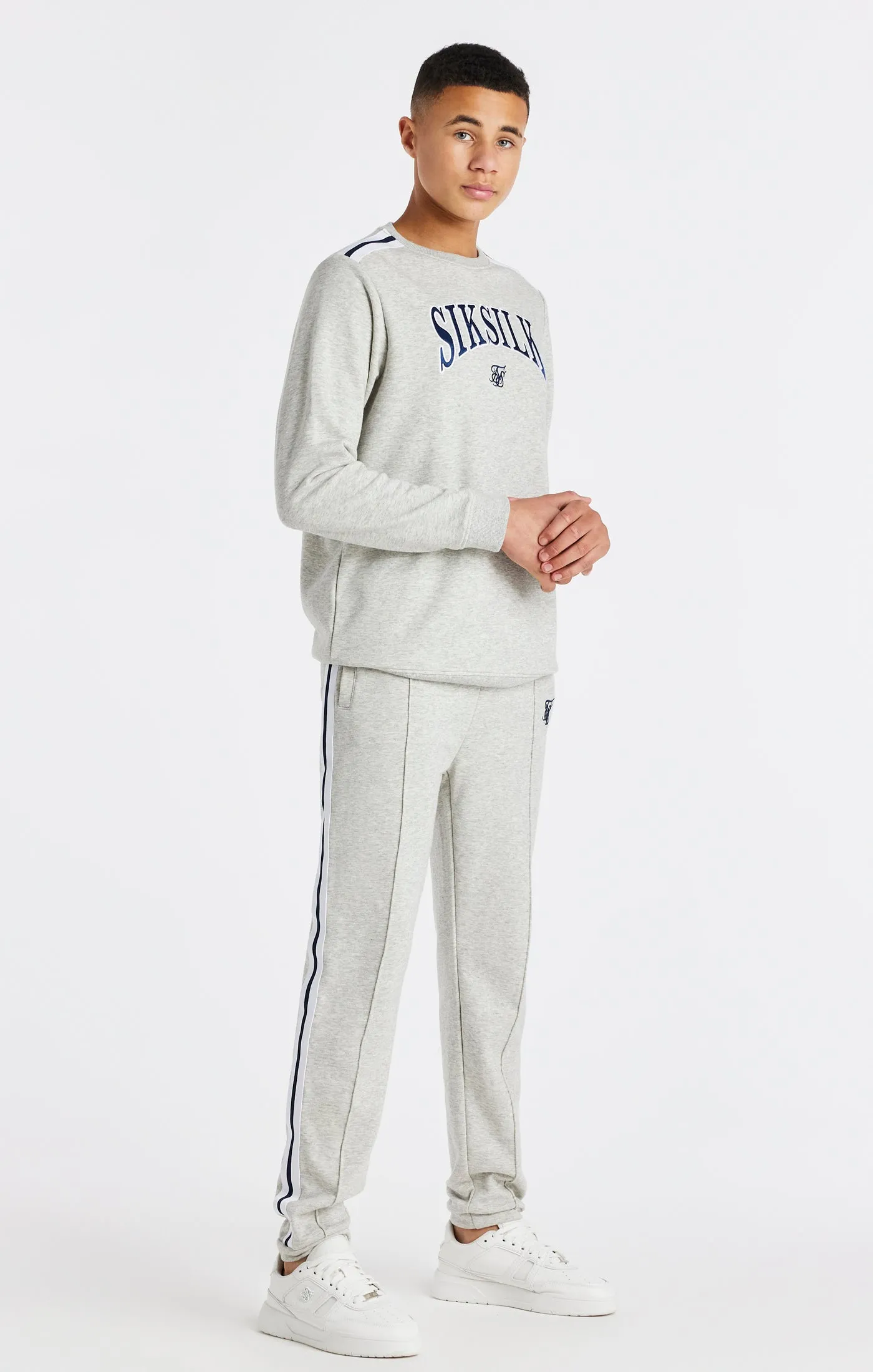 Boys Grey Marl Varsity Crew Sweatshirt sold by Siksilk product image thumbnail 3