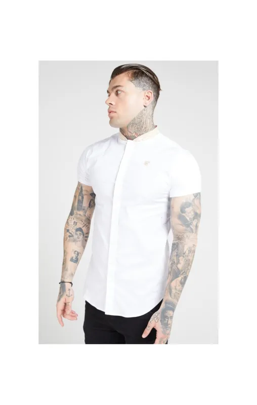 SikSilk S/S Tape Collar Shirt – White & Gold sold by Siksilk