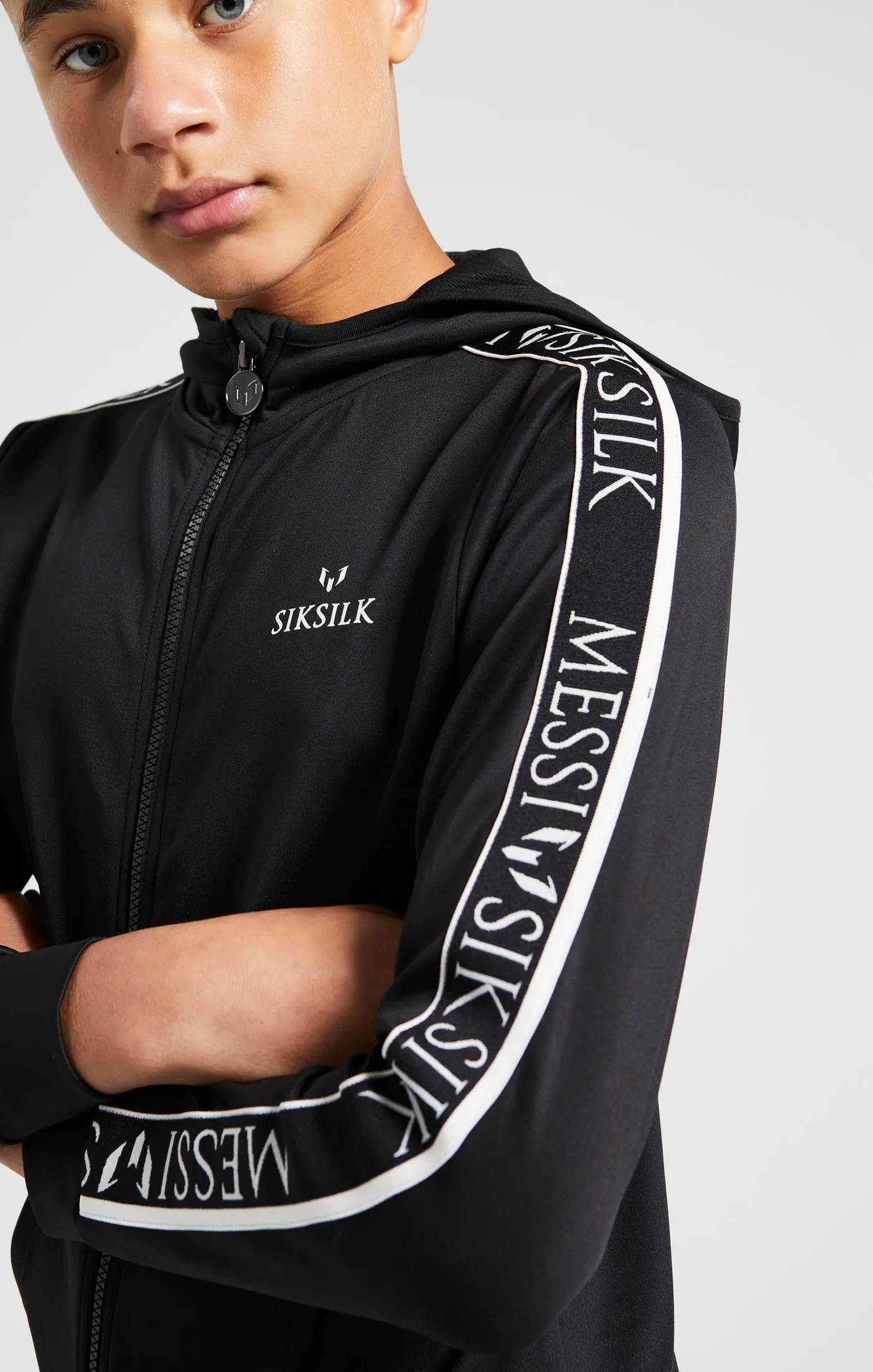 Boys Messi x SikSilk Black Taped Zip Thru Hoodie sold by Siksilk product image thumbnail 2