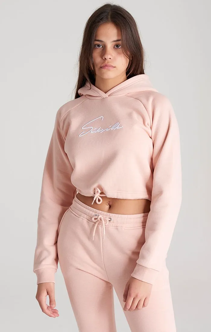 Girls Pink Signature Cropped Hoodie sold by Siksilk